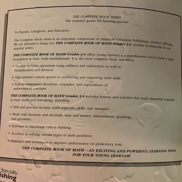 Grades 3 - 4 Complete Book Of Math - Picture 3 of 3
